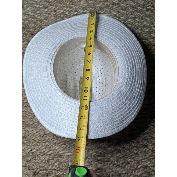 Vintage Rockmount Ranch Wear White Straw Cowboy Hat Feathers Size 7 3/8 Cowgirl main image 8